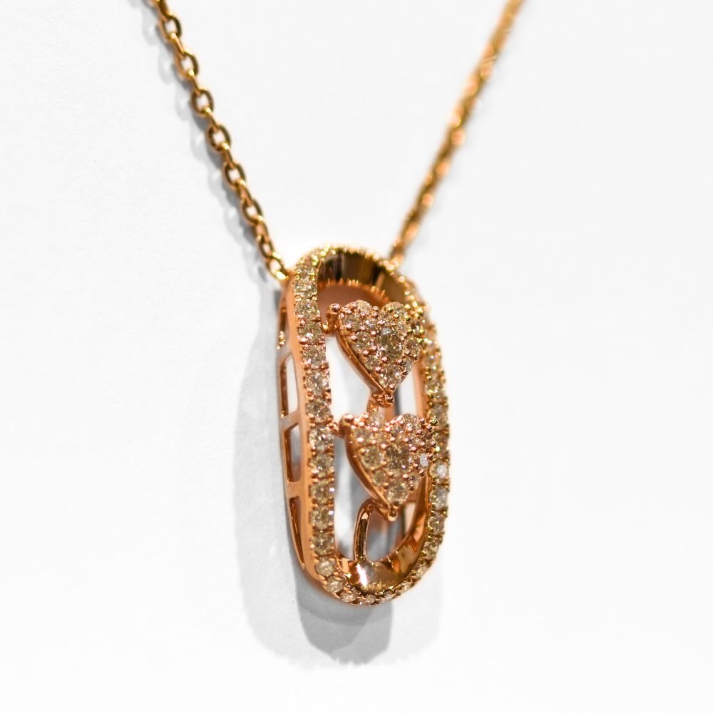 Picture of Hearty Rose Gold Diamond Necklace